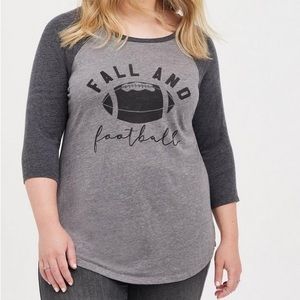 Torrid Classic Fit Raglan Top - Triblend Jersey Fall And Football Gray